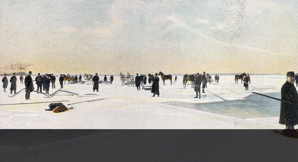 Harvesting ice on Lake Erie, c. 1911