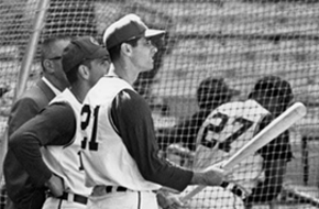 Colavito takes batting practice before a Yankees game, June 1965