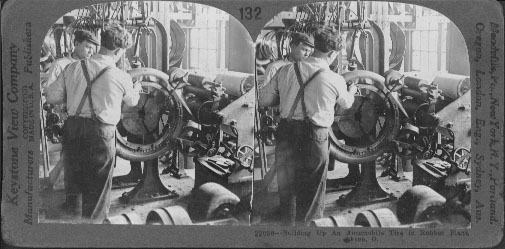Building Up an Automobile Tire in Rubber Plant, Akron, Ohio