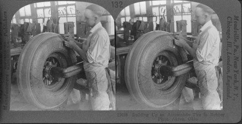 Building Up an Automobile Tire in Rubber Plant, Akron, Ohio